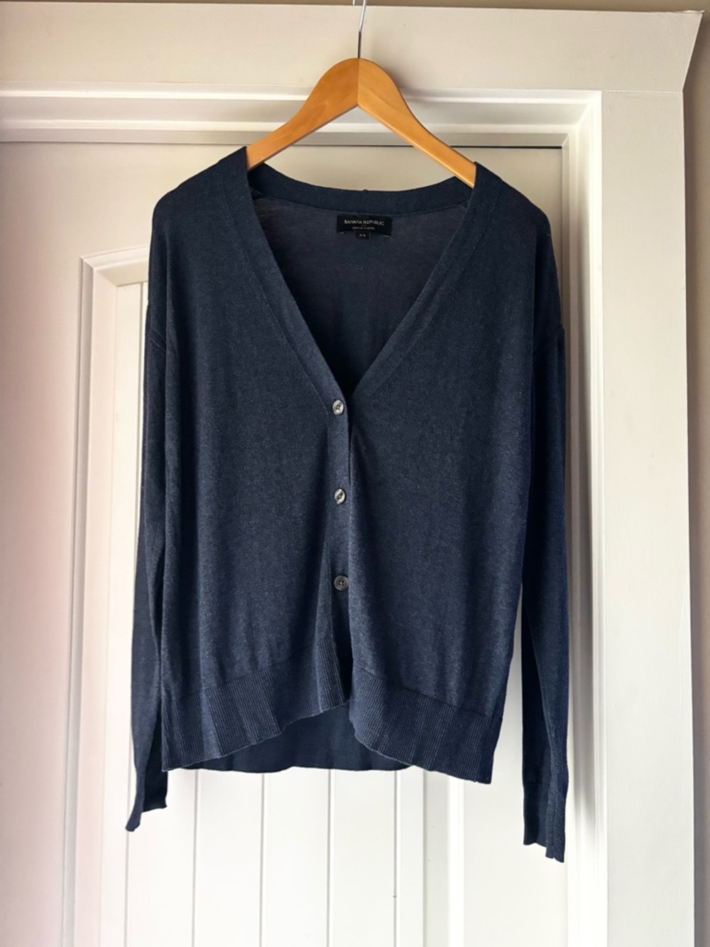Banana Republic Navy V-Neck Button Front Cardigan